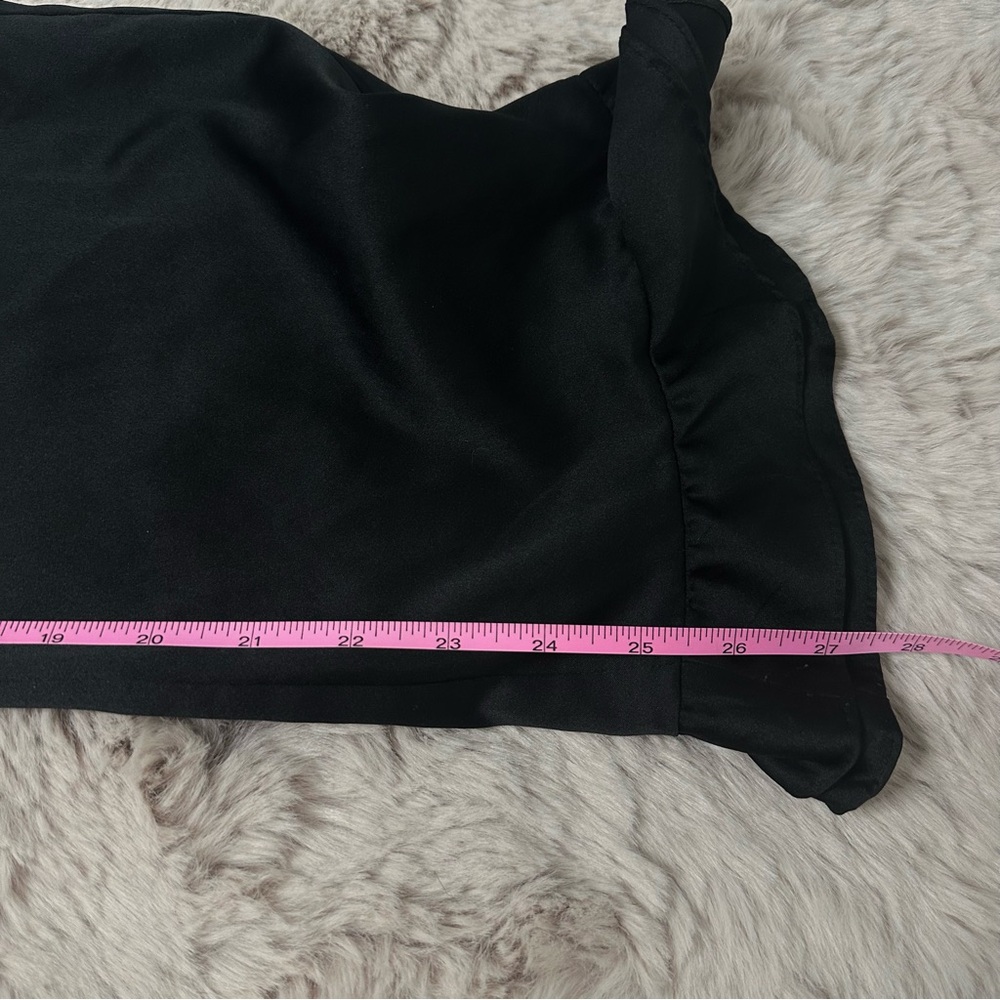 Victoria's Secret Pink Label Black Satin Ruffle Bottom Hem Lounge Pajama Bottoms - Picture 6 of 6